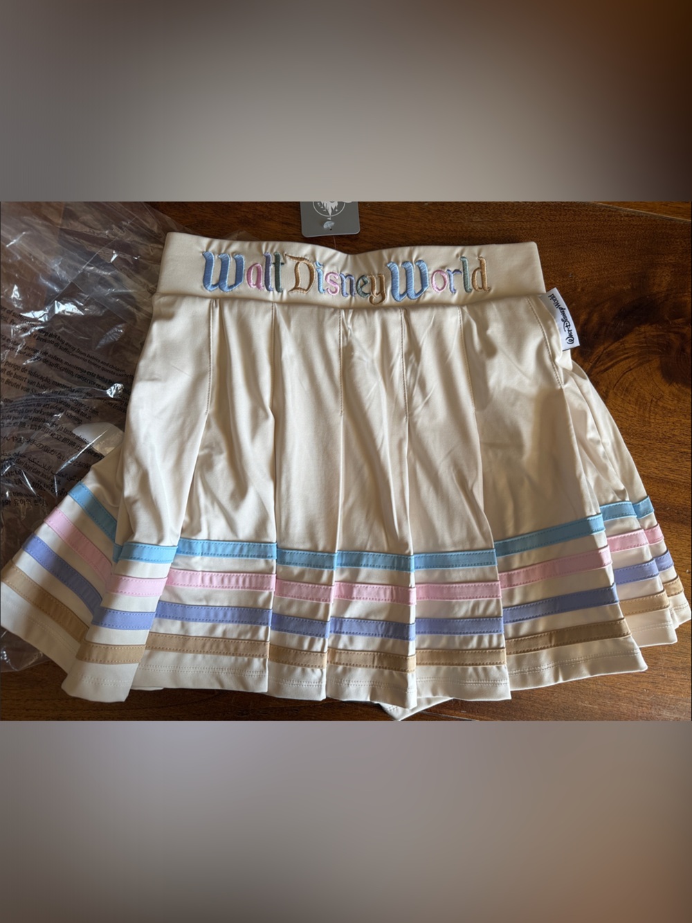 Her Universe Cream Circle Skirt with Pastel Blue, Pink & Lavender Stripes - Picture 3 of 7